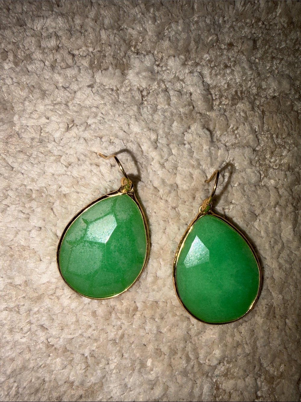 Stella & Dot Green Teardrop Earrings with Gold Frame